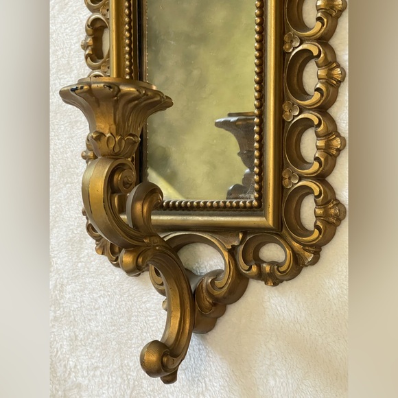Vintage Homco Dart Wall Sconce Candle Holder Smoky Mirror gold tone - Picture 7 of 12